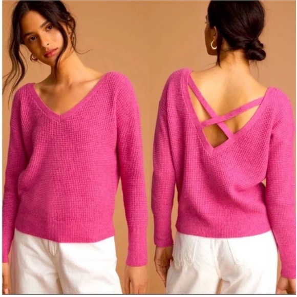 Maeve Sweaters - Anthropologie - Maeve Pink Cross Back Sweater